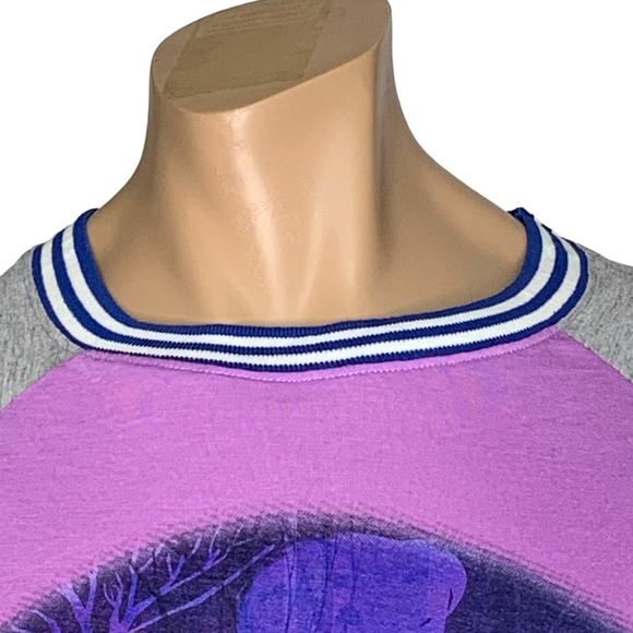Disney Frozen II NWOT Tshirt Raglan Long Sleeve Purple/Gray Crewneck Fearless - Picture 2 of 9